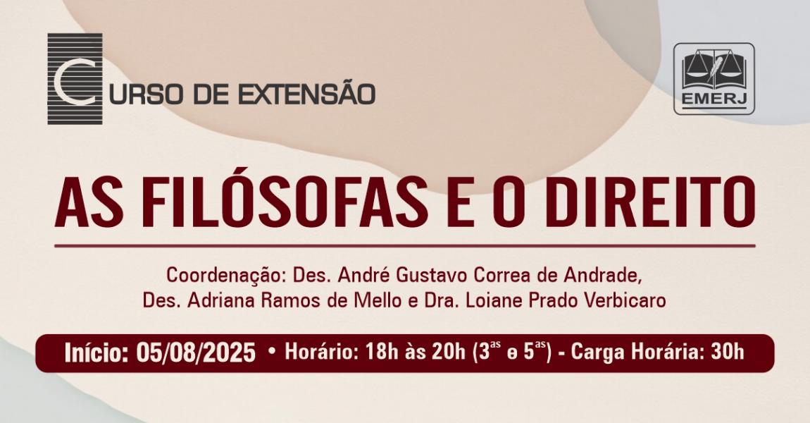 Foto: cartaz com informações do curso de extensão As Filósofas e o Direito.