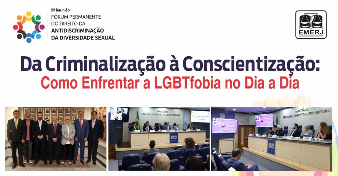 Foto: O diretor-geral da EMERJ, desembargador Cláudio Luís Braga dell’Orto e o presidente do fórum, juiz Eric Scapim Cunha Brandão, acompanhados dos integrantes do evento.