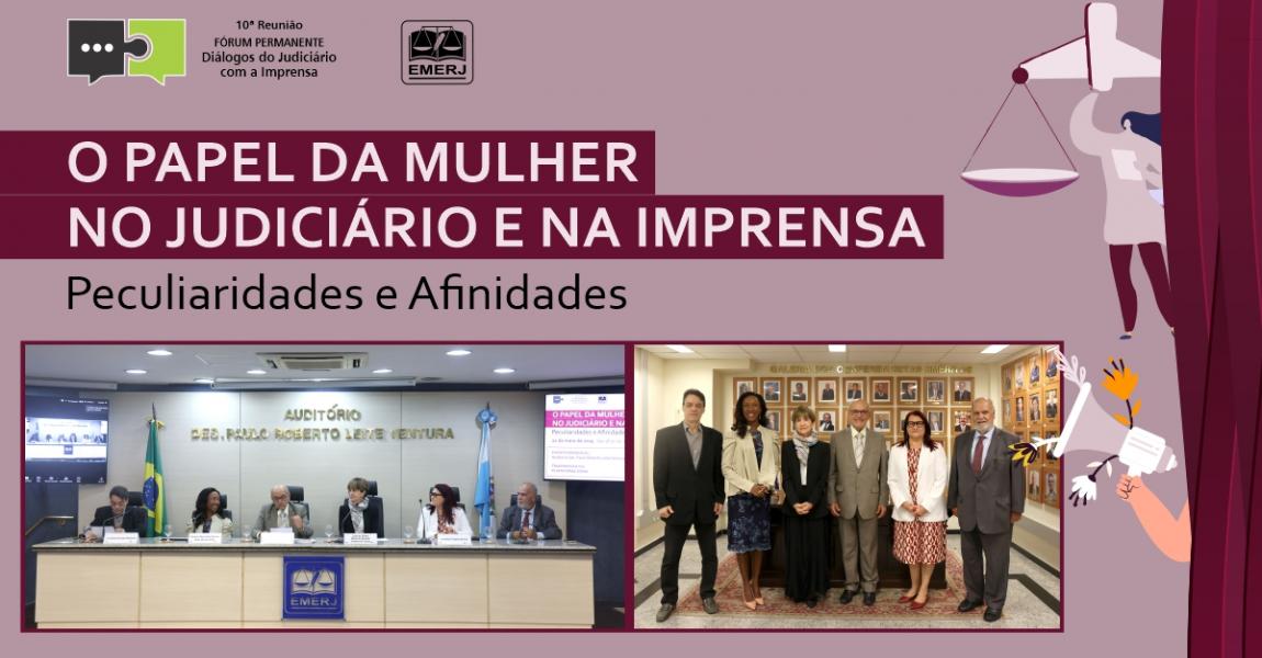 Foto: o presidente e a vice-presidente do Fórum, desembargador Fernando Foch e juíza aposentada Flávia de Almeida Viveiros de Castro, acompanhados dos integrantes do encontro