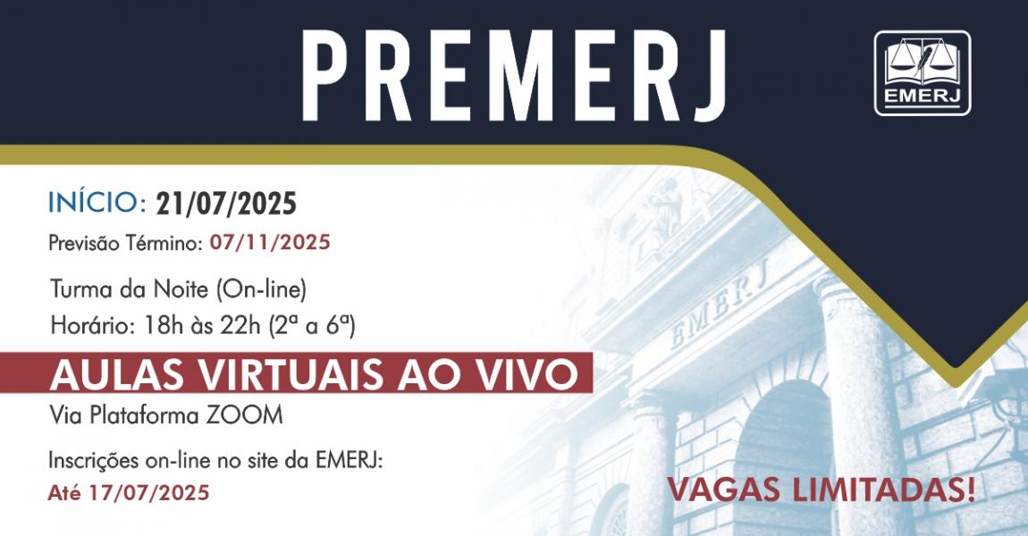 Imagem da notícia - EMERJ lança curso PREMERJ com aulas ao vivo em formato on-line 