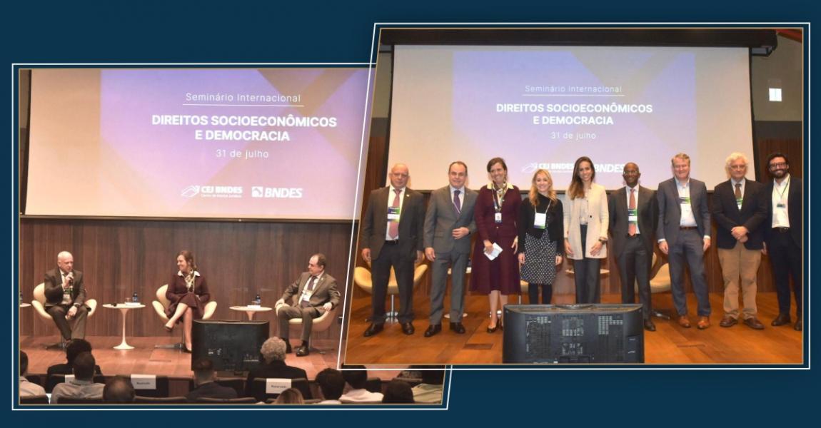 Foto: O diretor-geral da Escola da Magistratura do Estado do Rio de Janeiro (EMERJ), desembargador Cláudio Luís Braga dell'Orto, acompanhado de demais participantes do evento Os Direitos Sociais e sua Proteção Constitucional e Heterodoxia Jurídica no Sul 