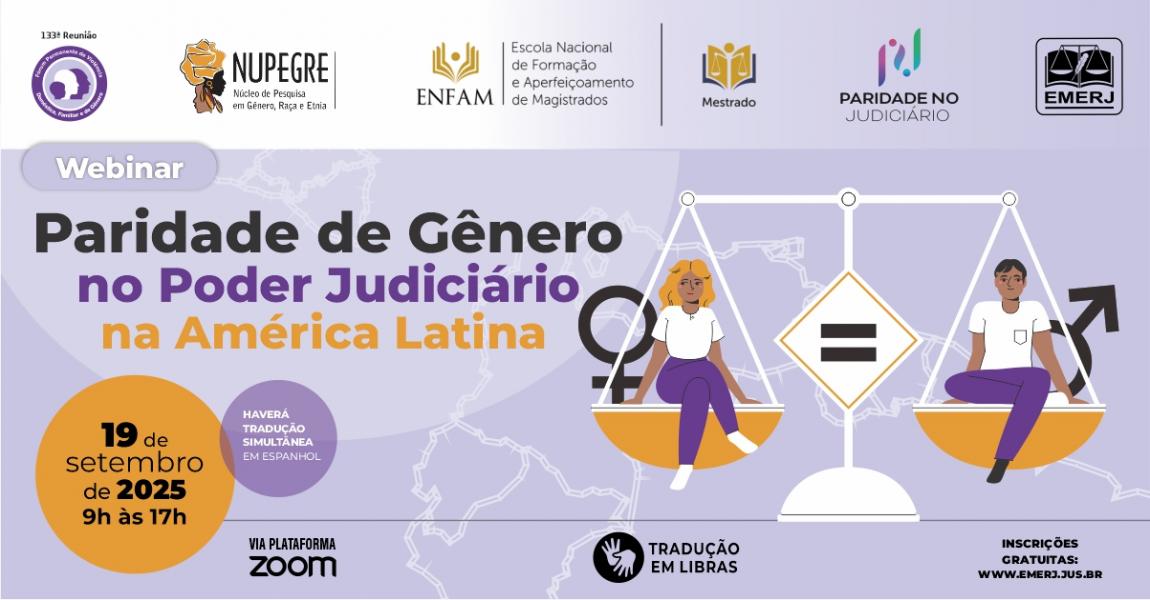Imagem da notícia - EMERJ realizará Webinar Paridade no Poder Judiciário na América Latina