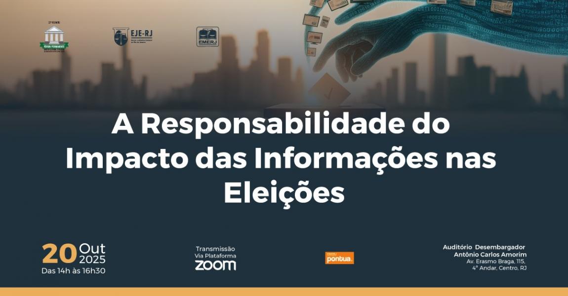Imagem da notícia - EMERJ promoverá evento A Responsabilidade do Impacto das Informações nas Eleições, com a presença da Excelentíssima Ministra do TSE Estela Aranha