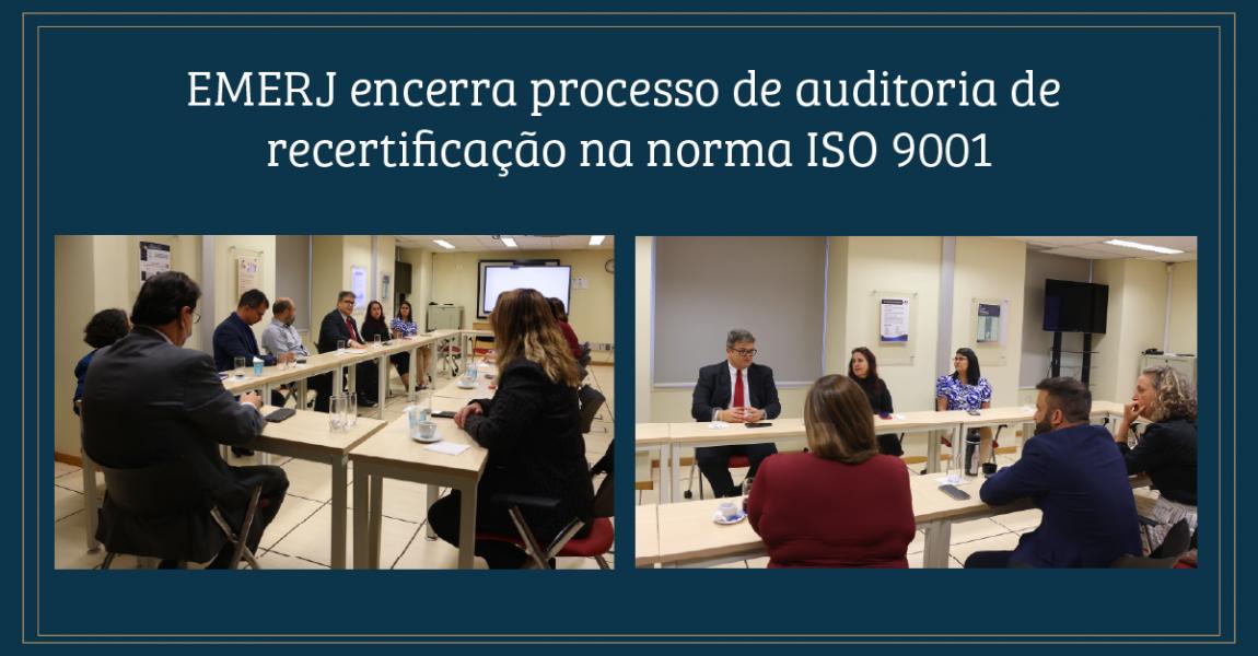 Foto: diretores da EMERJ participam da reunião de encerramento da auditoria de recertificação
