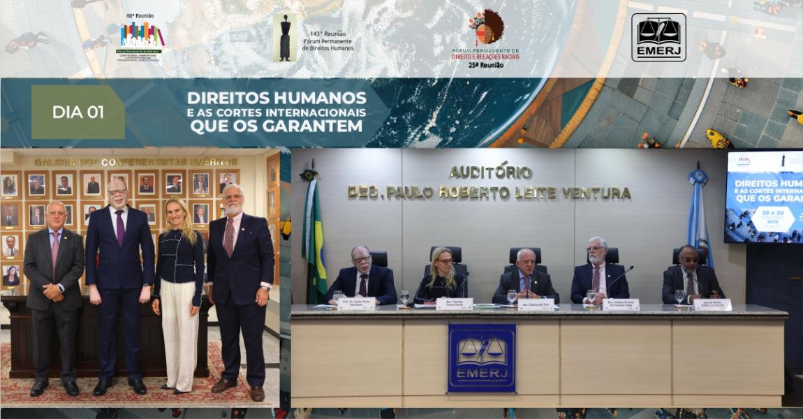 Foto: O diretor-geral da EMERJ, desembargador Cláudio Luís Braga dell’Orto, acompanhado de demais participantes do evento.