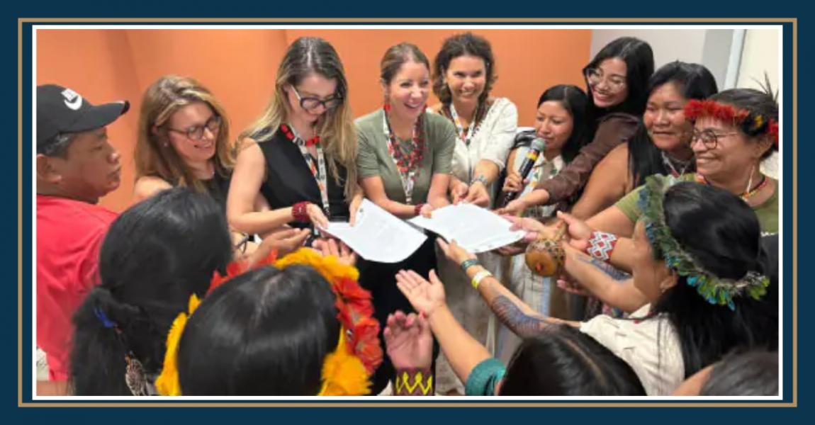 Foto: Rodas de conversa sobre vozes e saberes ancestrais das mulheres indígenas pela justiça climática, na Conferência das Nações Unidas sobre Mudanças Climáticas de 2025 (COP30). 