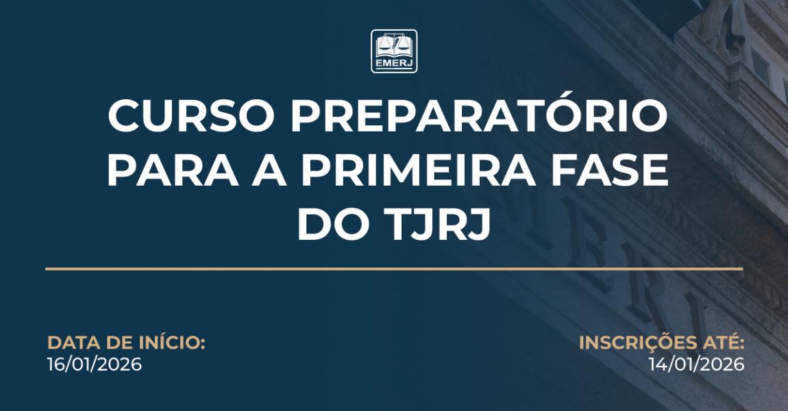 Foto: Cartaz com informações do Curso Preparatório para a Primeira Fase do TJRJ
