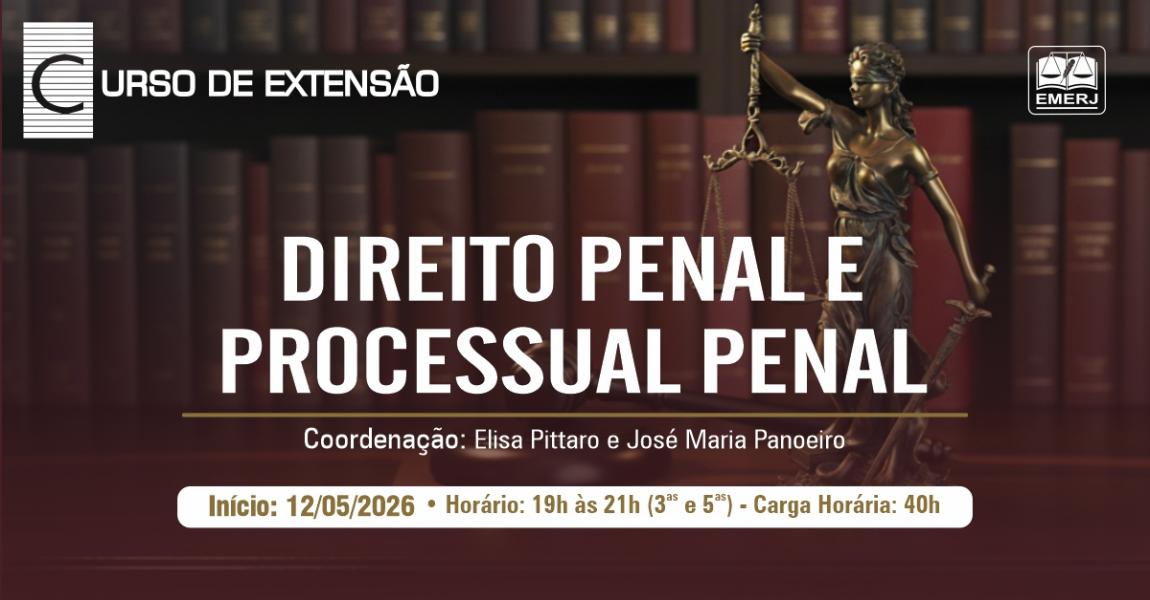 Foto: Cartaz com informações do curso de extensão Direito Penal e Processual Penal.