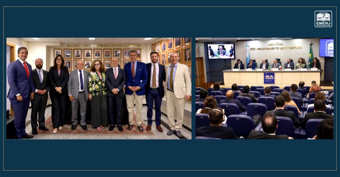 Foto: O diretor-geral da EMERJ, desembargador Cláudio dell’Orto, acompanhado dos integrantes do encontro.