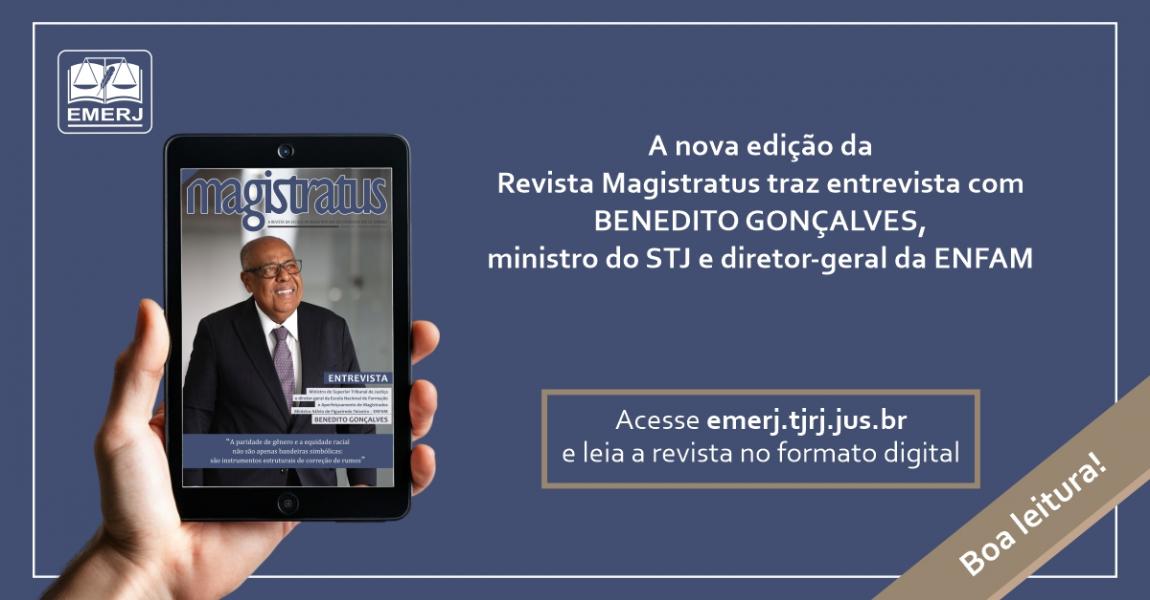 Foto: Cartaz com informações sobre a 12ª edição da revista Magistratus.