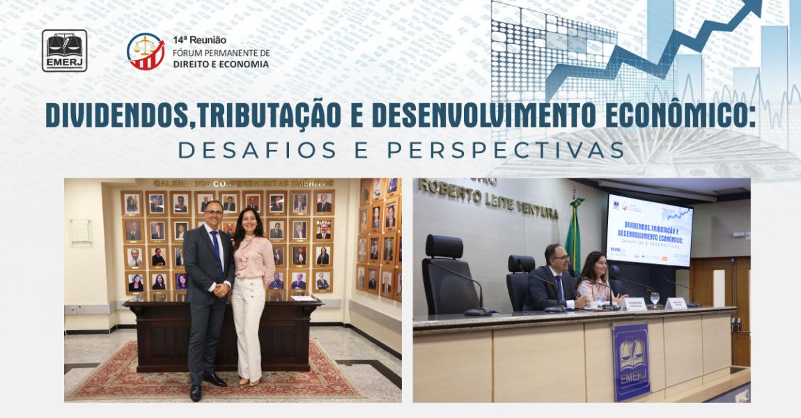 Foto: o presidente do Fórum Permanente de Direito e Economia com a palestrante Bianca Xavier