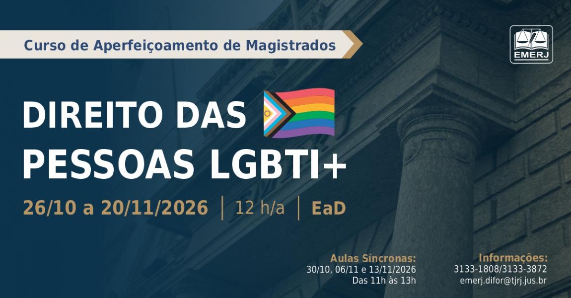 Imagem da notícia - EMERJ abre inscrições para o curso de formação continuada Direitos das Pessoas LGBTI+