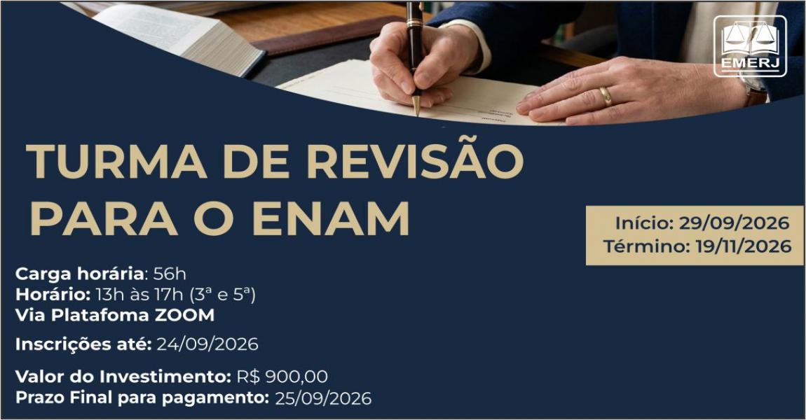 Imagem da notícia - Curso de revisão para o Exame Nacional da Magistratura (ENAM) está com inscrições abertas