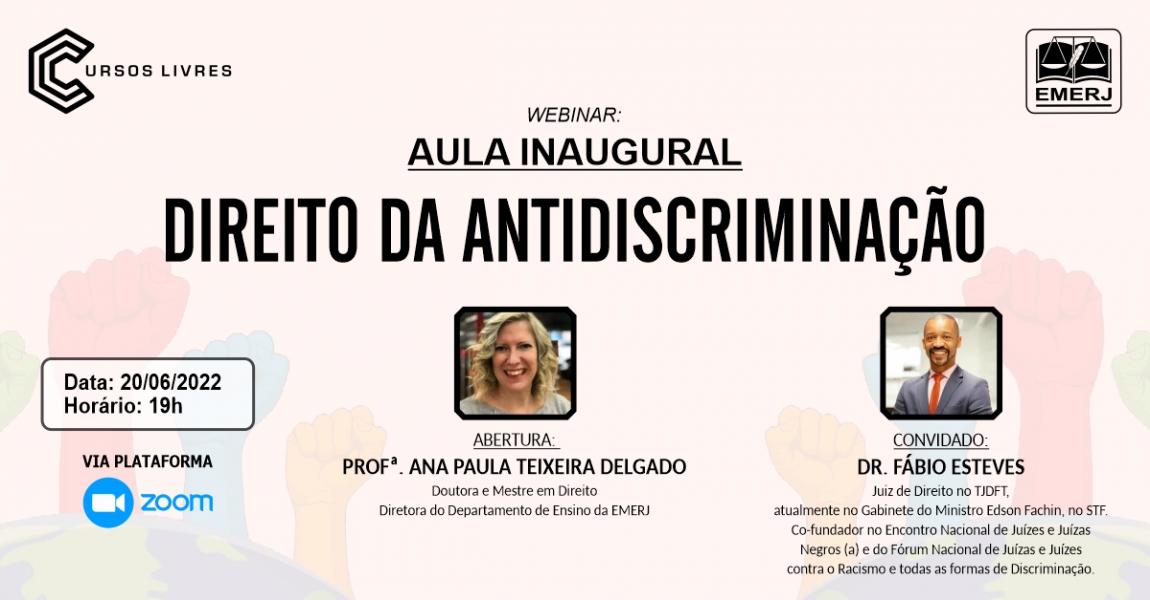 Imagem da notícia - JUIZ DO TJDF MINISTRARÁ AULA INAUGURAL DO CURSO “DIREITO DA ANTIDISCRIMINAÇÃO”, NOVA DISCIPLINA EXIGIDA PARA INGRESSAR NA CARREIRA DA MAGISTRATURA
