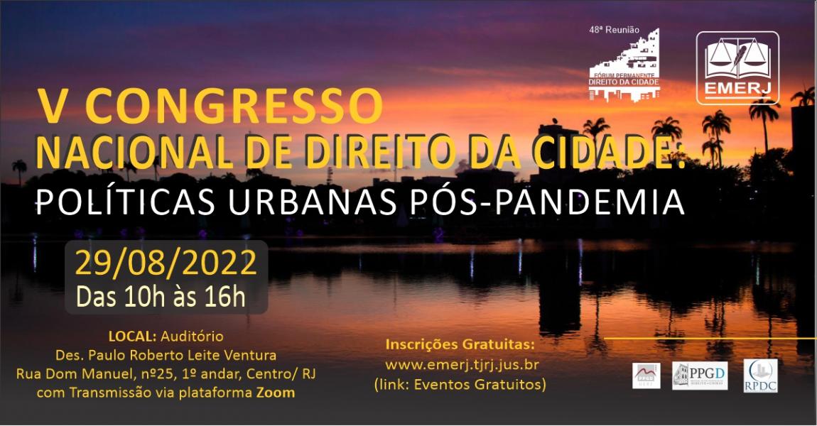 Imagem da notícia - Congresso Nacional de Direito da Cidade debaterá “Políticas urbanas pós-pandemia” na EMERJ