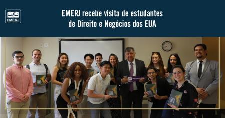 Imagem da notícia - Alunos da Universidade de Nova Iorque visitam a EMERJ e conversam sobre o sistema de justiça brasileiro