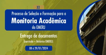 Imagem da notícia - EMERJ abre inscrições para o XX Processo de Seleção e Formação para a Monitoria Acadêmica