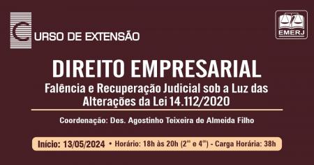 Foto: cartaz com informações sobre inscrições para o curso de extensão "Direito Empresarial".