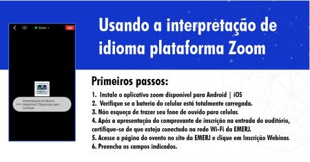 Foto: cartaz com informações sobre ferramenta de tradução de idiomas do Zoom 