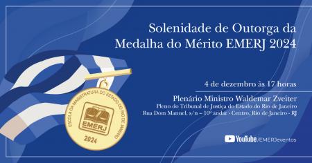 Foto: cartaz com informações sobre Solenidade de Outorga da Medalha do Mérito.