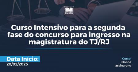 Foto: cartaz com informações do Curso Intensivo para a segunda fase do concurso para ingresso na magistratura do TJ/RJ