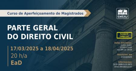 Foto: Cartaz com informações do curso de formação Parte Geral do Direito Civil