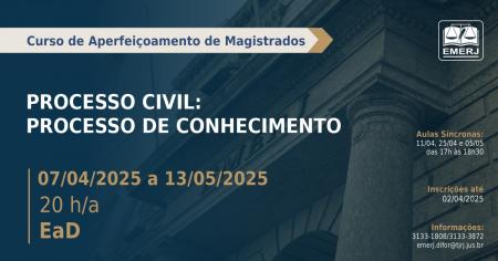 Foto: cartaz com informações do formação continuada Processo Civil: Processo de Conhecimento