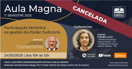 Foto: cartaz com informações sobre cancelamento da Aula Magna