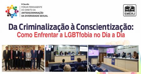 Foto: O diretor-geral da EMERJ, desembargador Cláudio Luís Braga dell’Orto e o presidente do fórum, juiz Eric Scapim Cunha Brandão, acompanhados dos integrantes do evento.