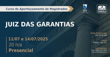 Foto: Cartaz com informações do curso de formação continuada Juiz das Garantias.