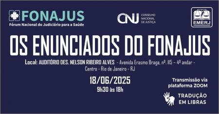 Foto: banner com informações do evento Os Enunciados do FONAJUS.