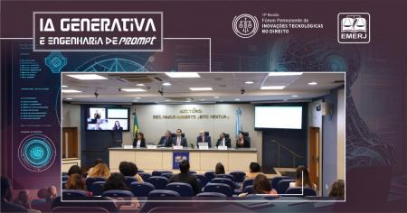 Foto: A desembargadora do TJRJ Katia Jangutta, acompanhada do membro do fórum João Sergio dos Santos Soares Pereira e demais participantes do evento.