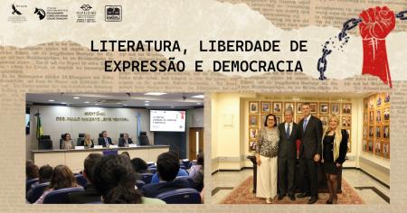 Foto: o presidente do fórum, desembargador André Gustavo Corrêa de Andrade, o doutor José Roberto de Castro Neves, e as debatedoras Edna Raquel Hogemann e Lúcia Frota Pestana de Aguiar.