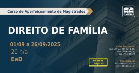Foto: Cartaz com informações sobre o curso de formação continuada Direito de Família.