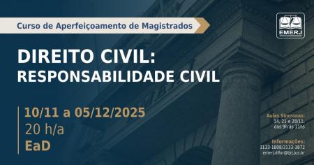 Foto: Cartaz com informações sobre o curso de formação continuada Direito Civil: Responsabilidade Civil.