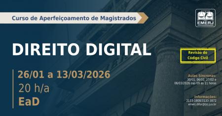 Foto: Cartaz com informações do o curso de formação continuada Direito Digital.
