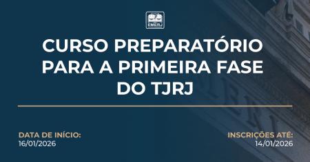 Foto: Cartaz com informações do Curso Preparatório para a Primeira Fase do TJRJ