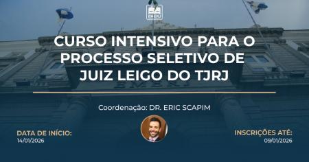 Foto: Cartaz com informações do Curso Intensivo para o Processo Seletivo de Juiz Leigo do TJRJ
