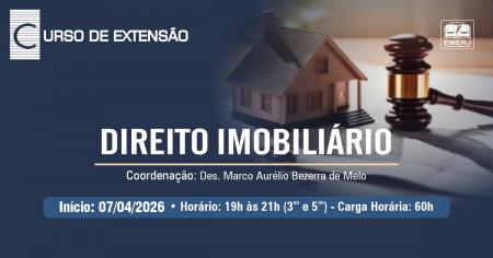 Foto: Cartaz com informações do curso de extensão Direito Imobiliário.