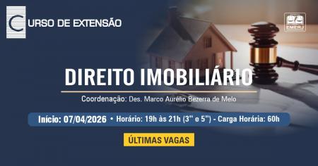 Foto: Cartaz com informações do curso de extensão Direito Imobiliário.