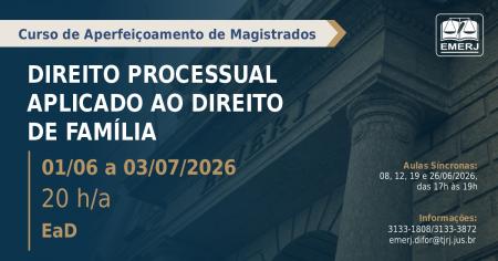 Imagem da notícia - EMERJ abre inscrições para o curso de formação continuada Direito Processual Aplicado ao Direito de Família