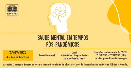 Imagem da notícia - EMERJ promoverá debate sobre saúde mental em tempos pós pandêmicos