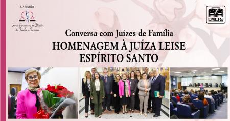 Imagem da notícia - Juíza Leise Espírito Santo recebe homenagem do Fórum Permanente de Direito de Família e Sucessões EMERJ
