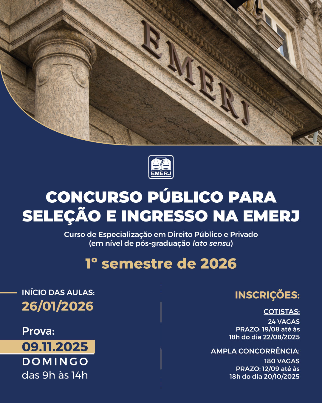 cartaz do Concurso Público para Seleção e Ingresso na EMERJ - 1º semestre/2025