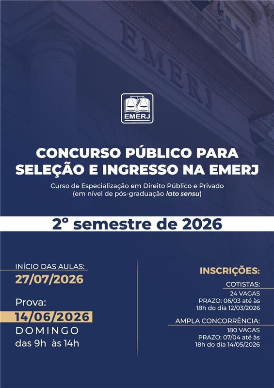 cartaz do Concurso Público para Seleção e Ingresso na EMERJ - 2º semestre/2025